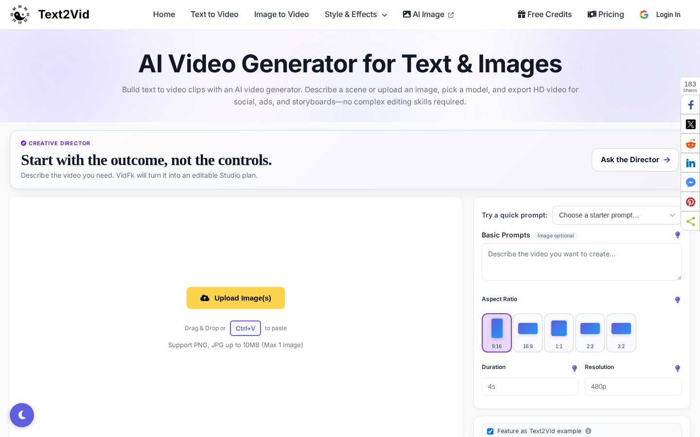 Text2Vid Homepage