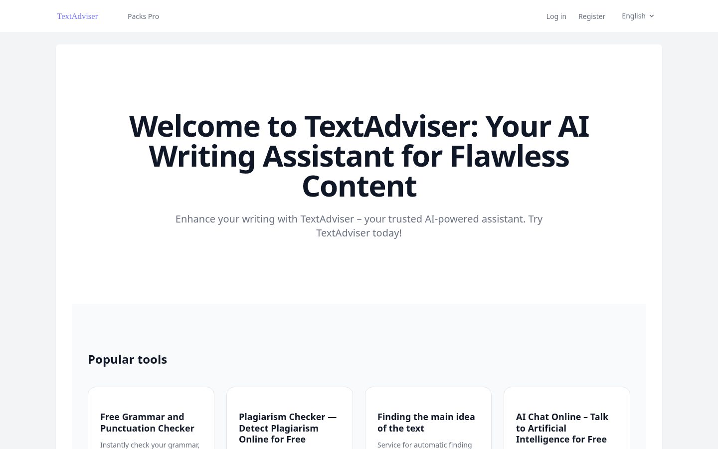 TextAdviser Homepage