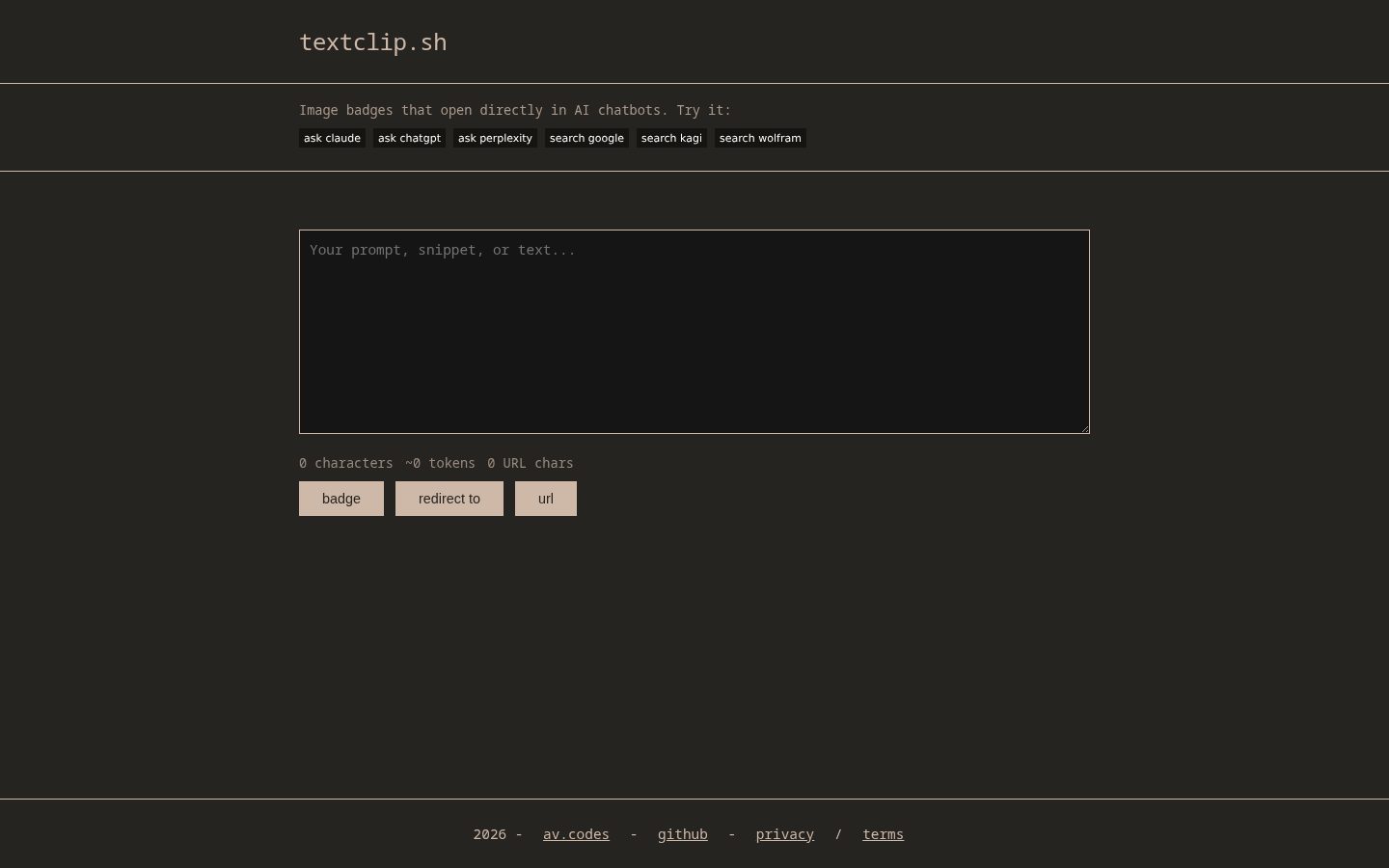 textclip.sh Homepage
