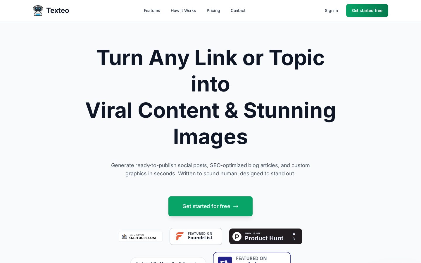Texteo Homepage