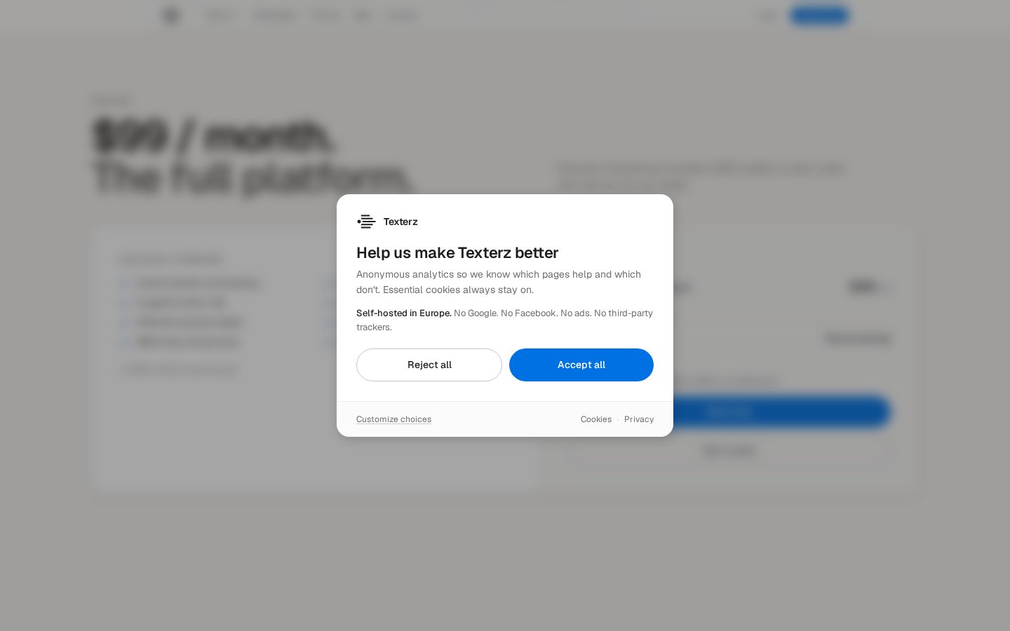 Texterz Pricing