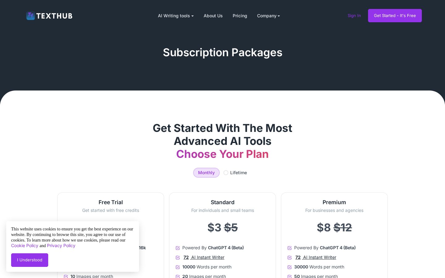Texthub.ai Pricing