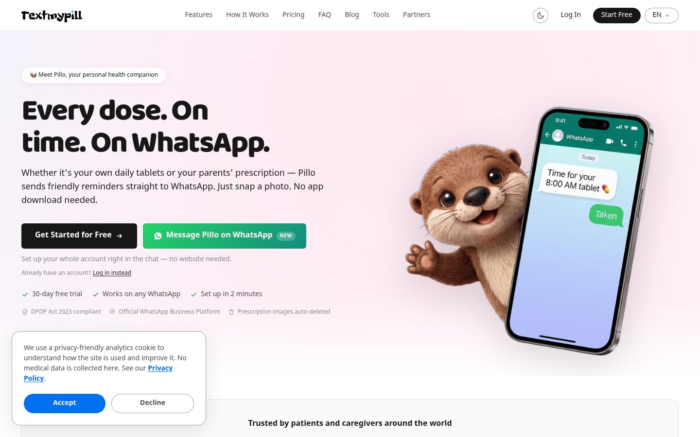 TextMyPill Homepage