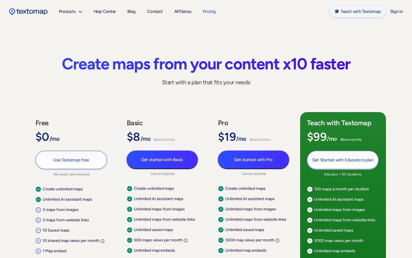 Textomap Pricing