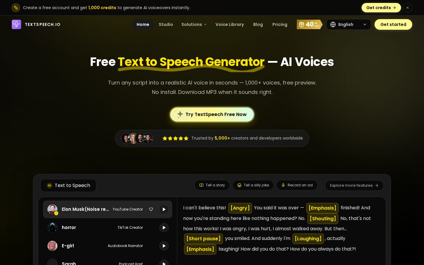 TextSpeech Homepage
