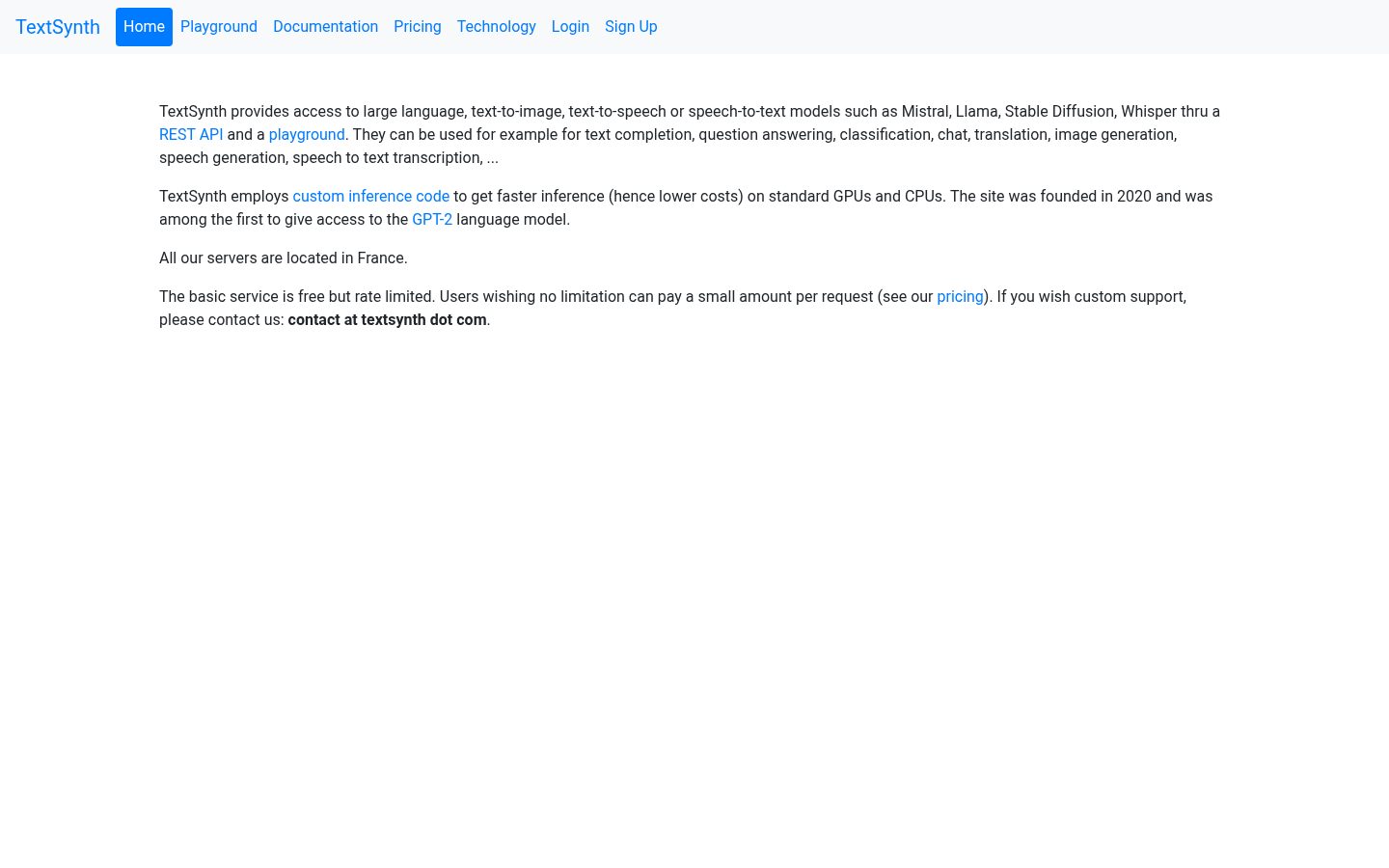 TextSynth Homepage