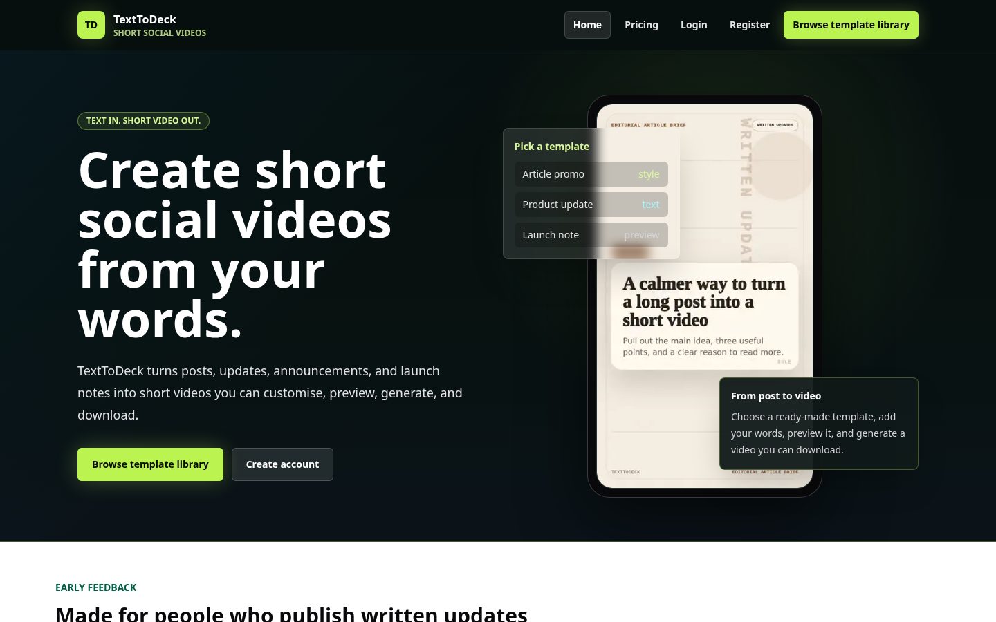 TextToDeck Homepage