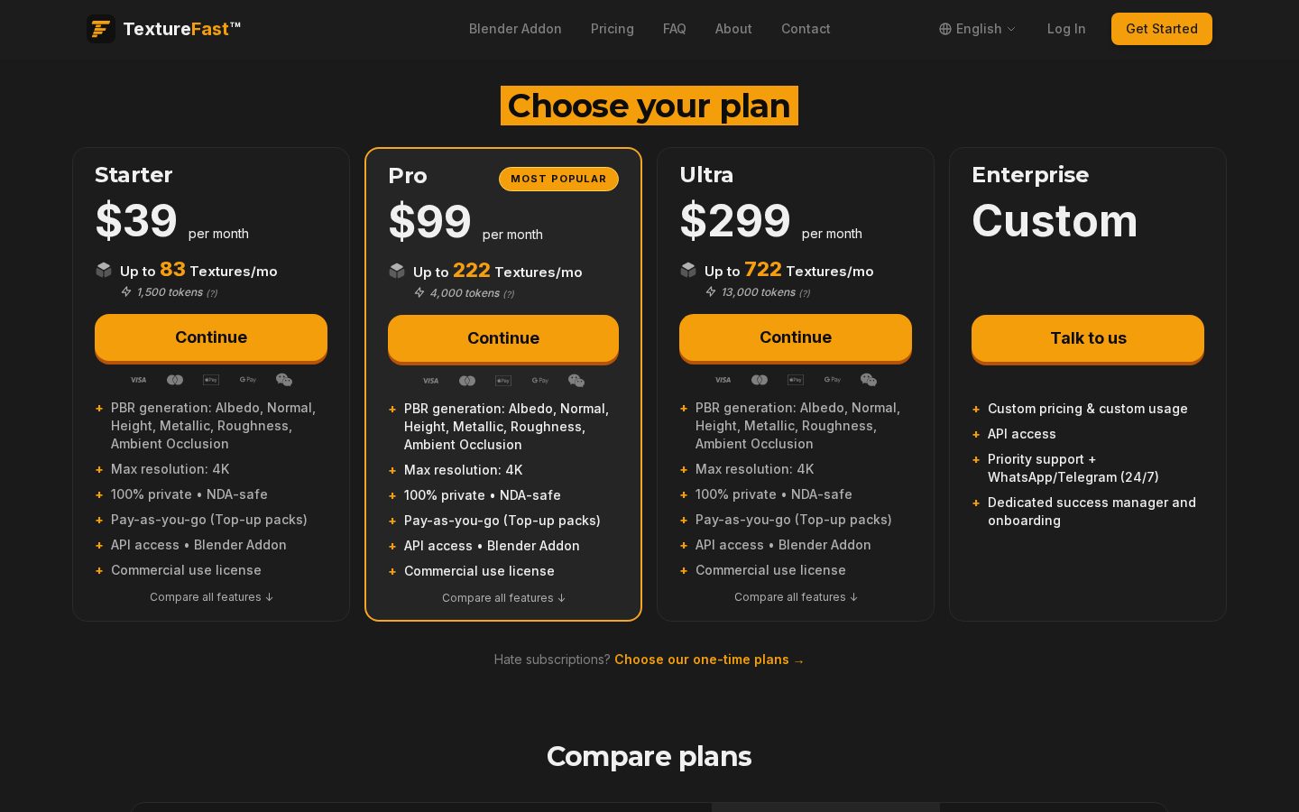 TextureFast Pricing