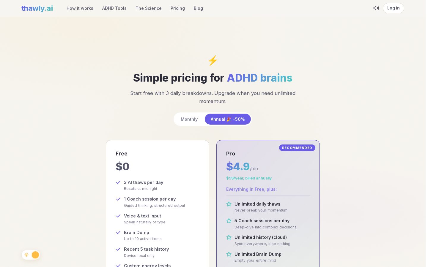Thawly Pricing