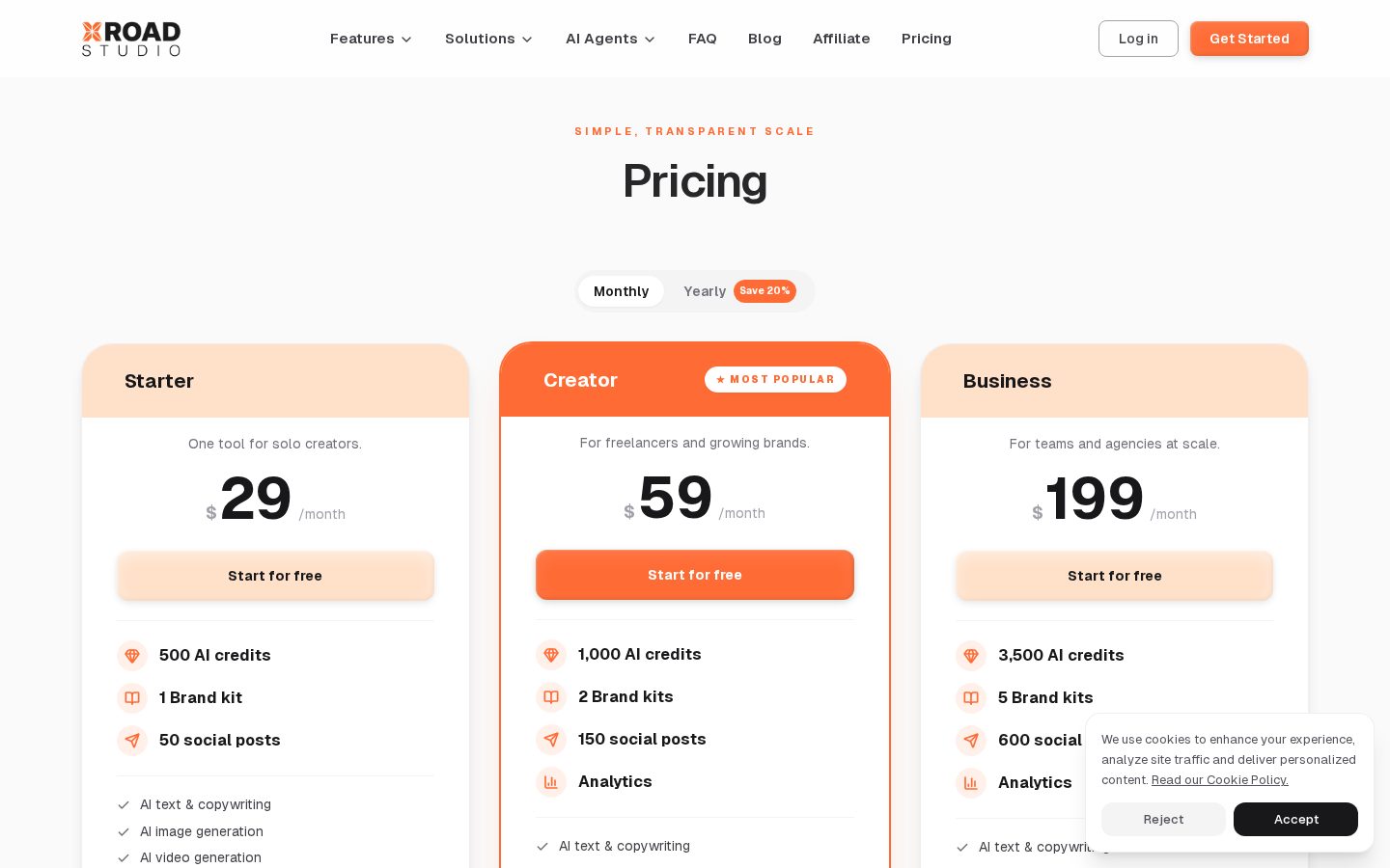 The All-In-One AI Content Studio Pricing