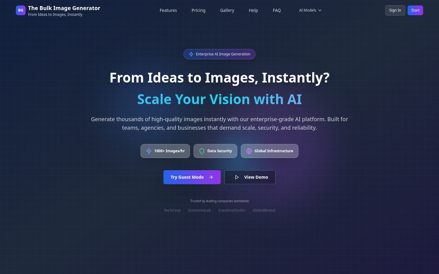 The Bulk Image Generator Homepage