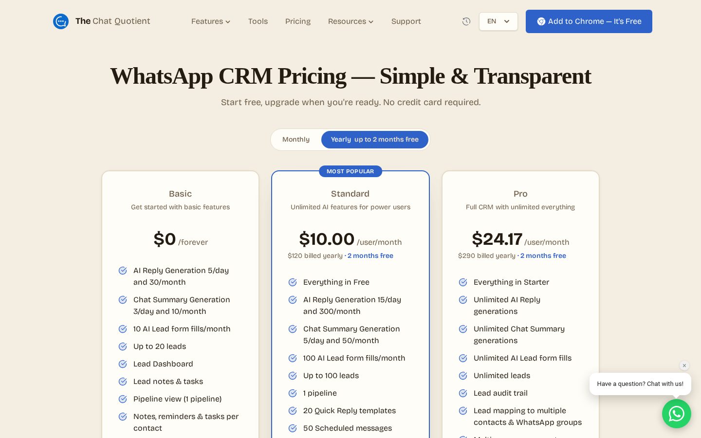 The Chat Quotient Pricing