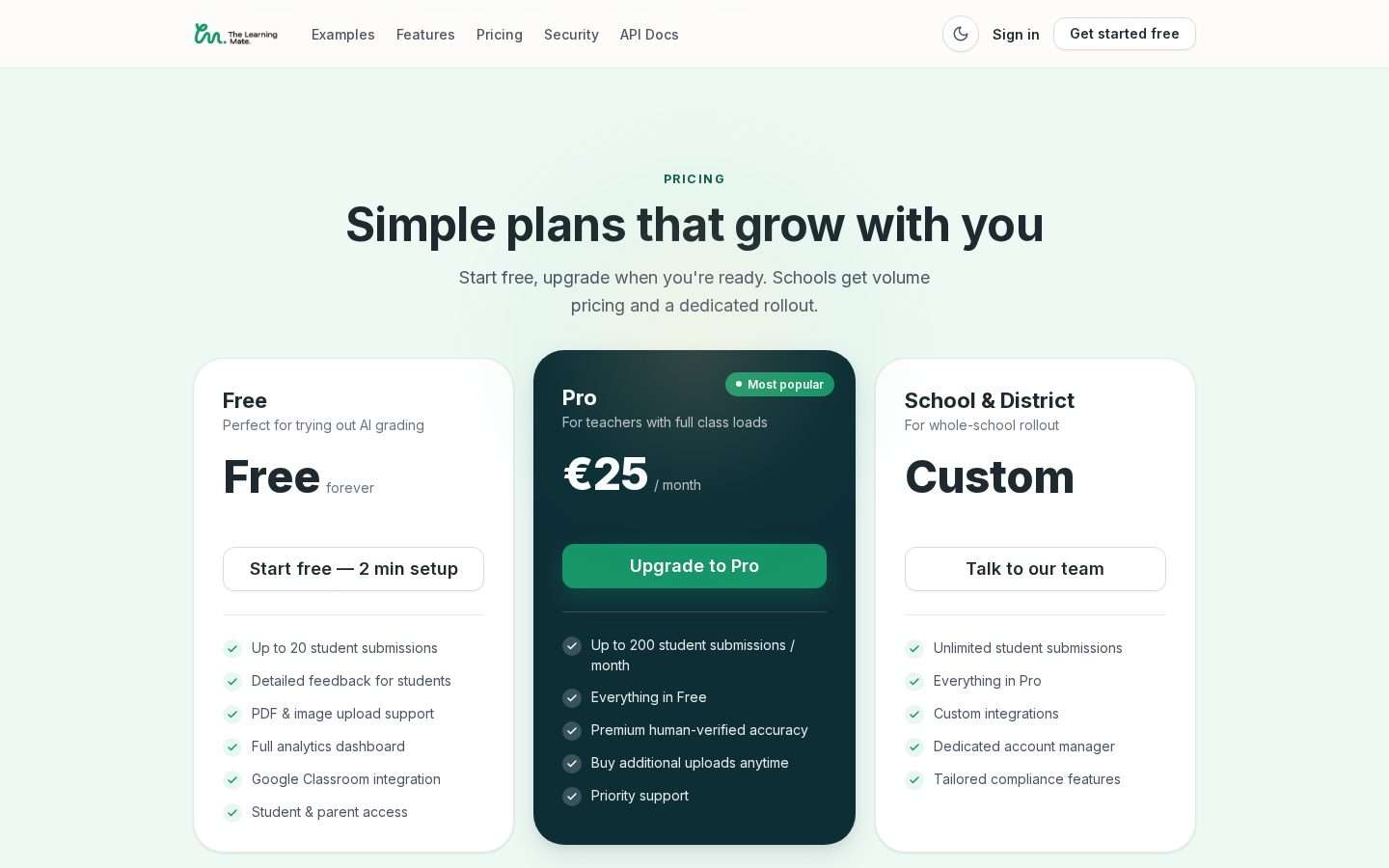 The Learning Mate Pricing