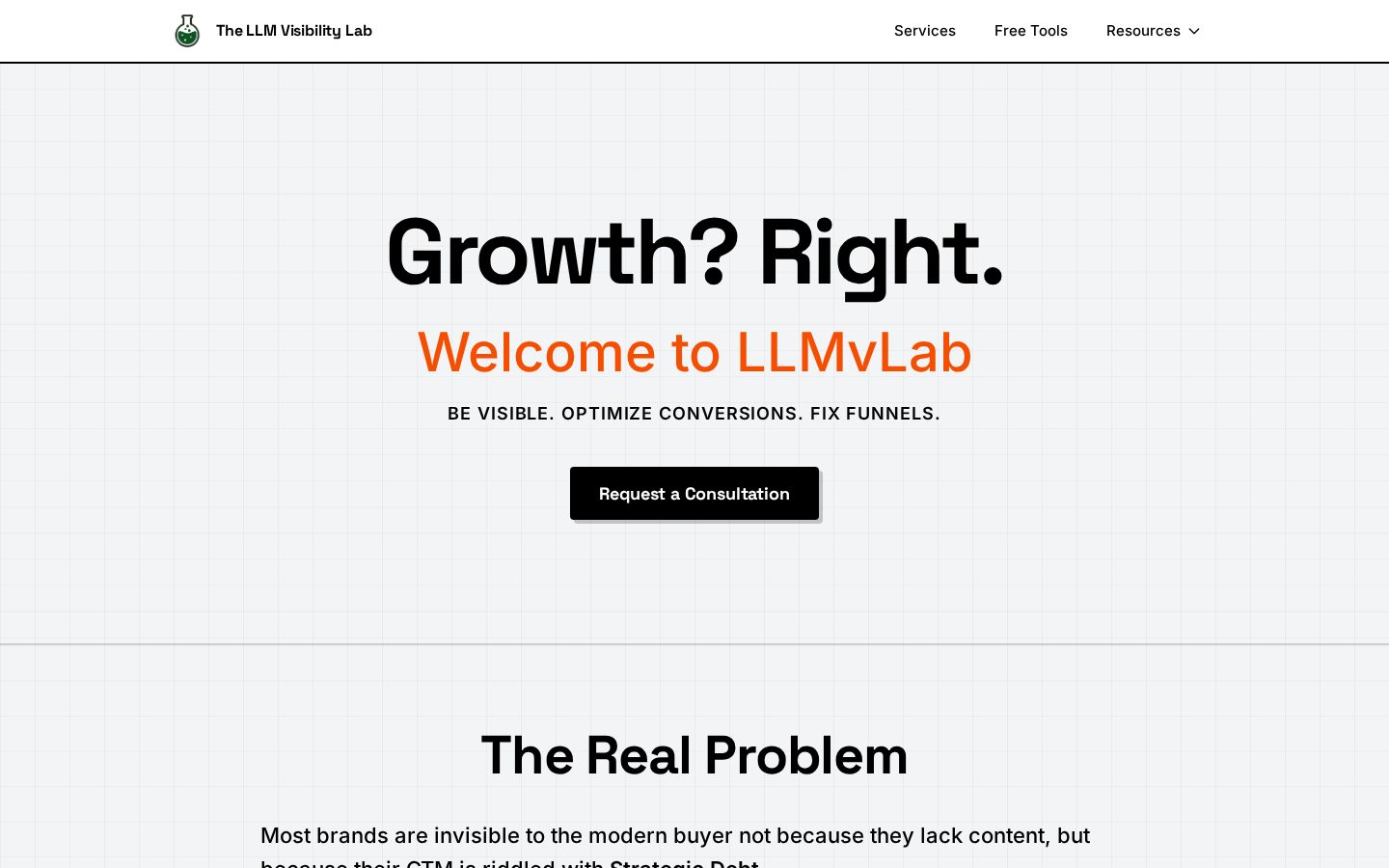 The LLM Visibility Lab Homepage