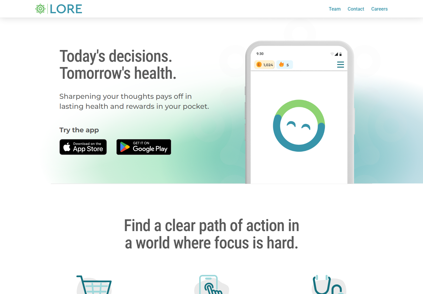 The Lore App homepage