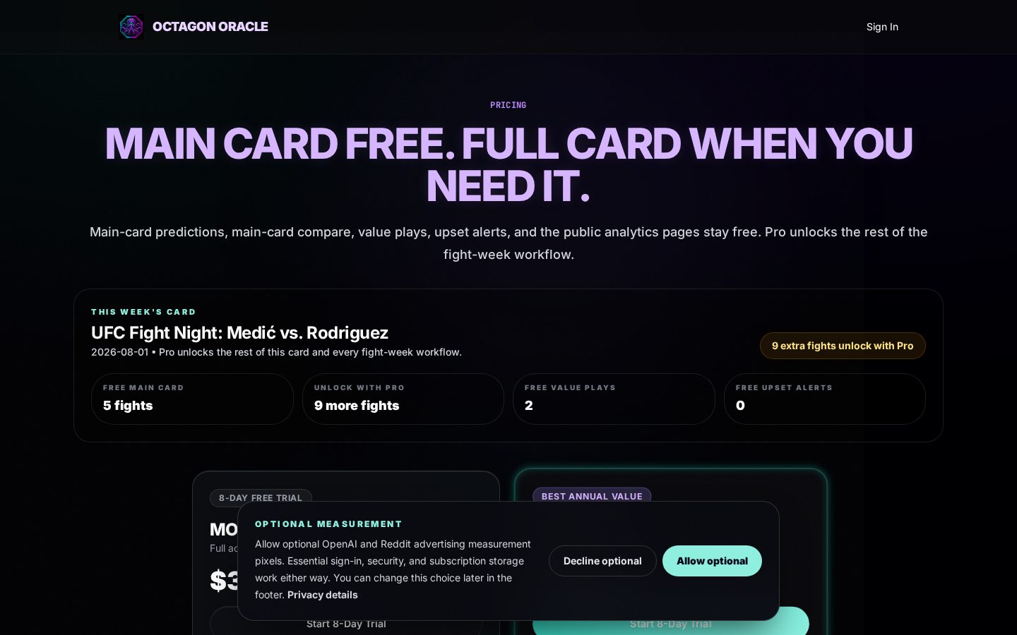 The Octagon Oracle Pricing