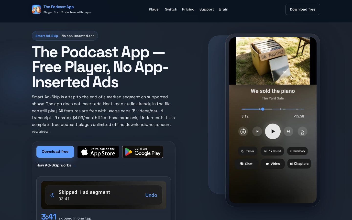 The Podcast App Homepage