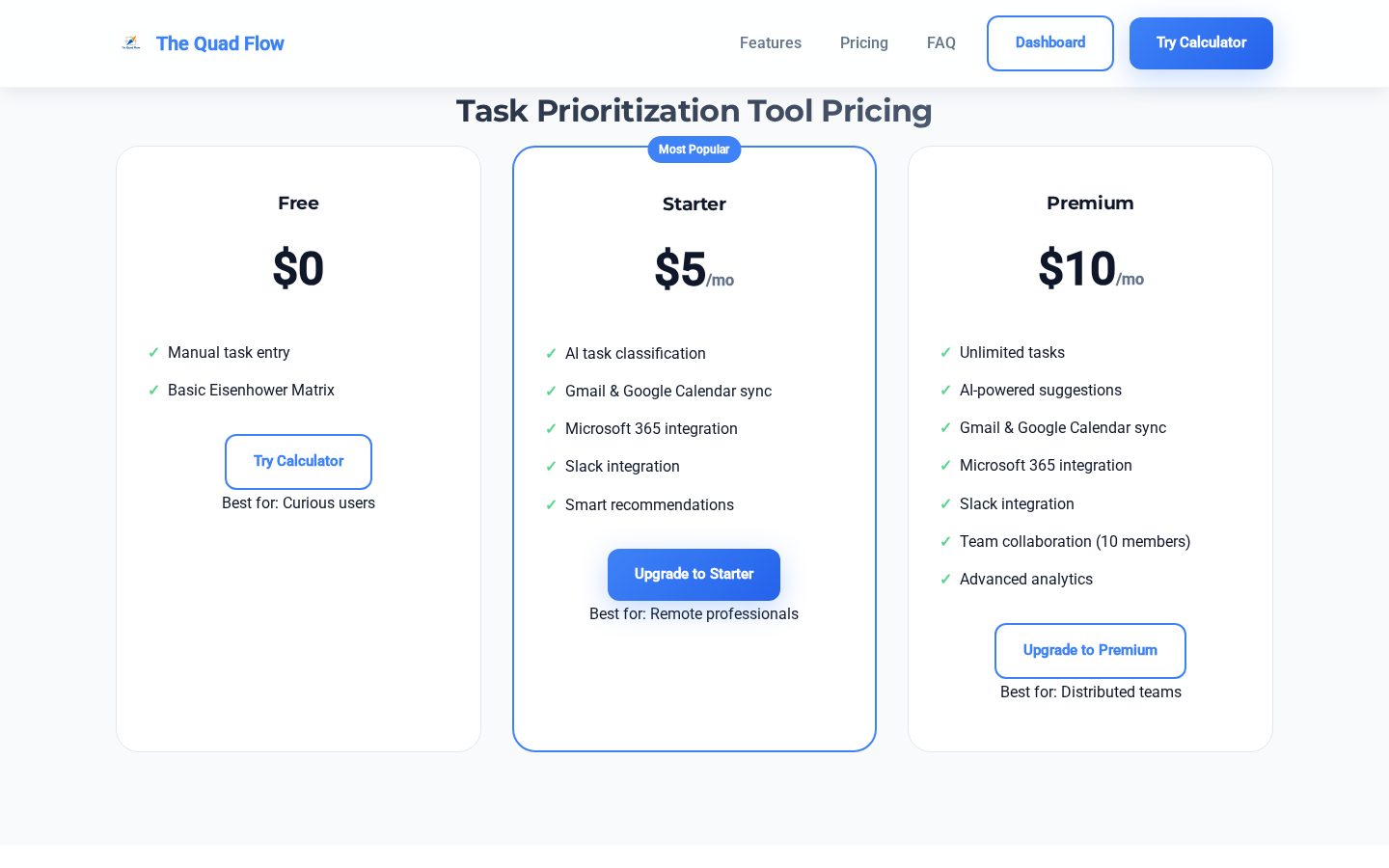 The Quad Flow Pricing