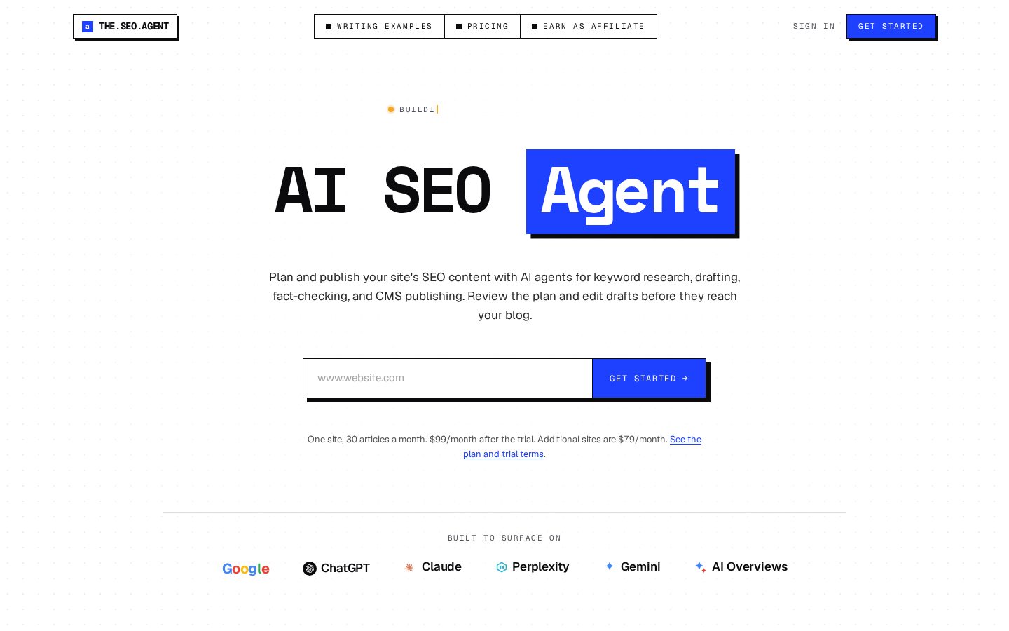 The SEO Agent Homepage