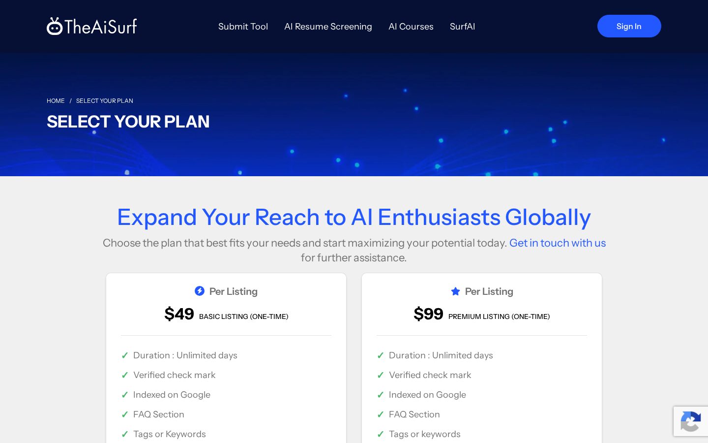 theaisurf Pricing