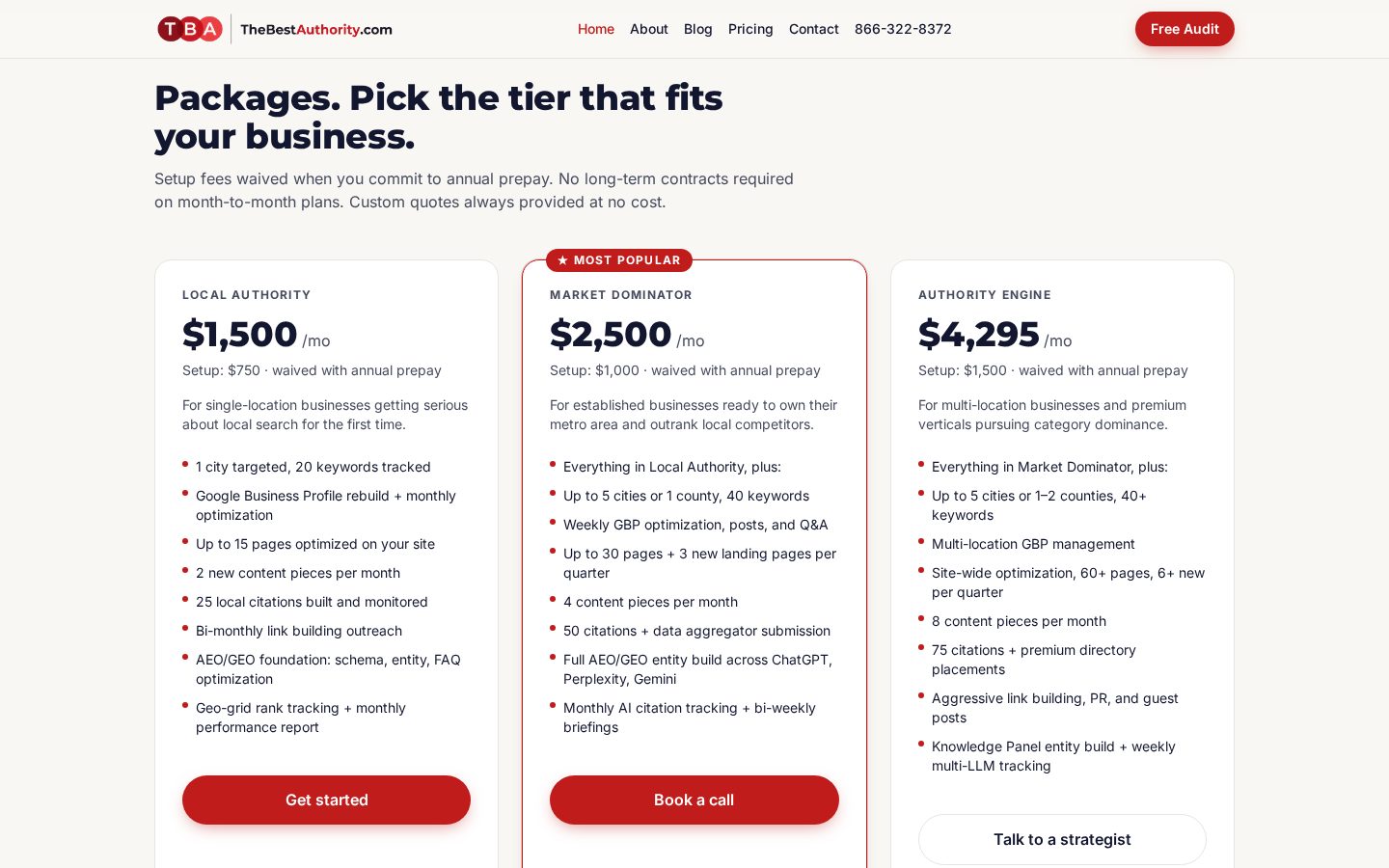 thebestauthority.com Pricing