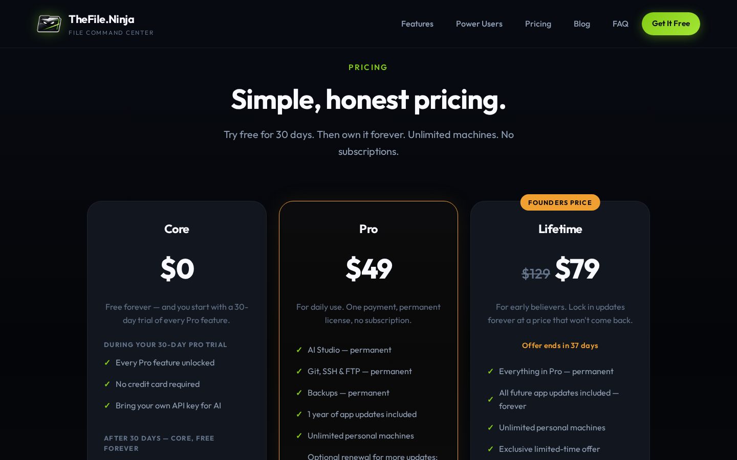 TheFile.Ninja Pricing