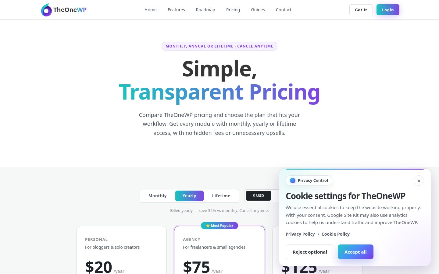 TheOneWP Pricing