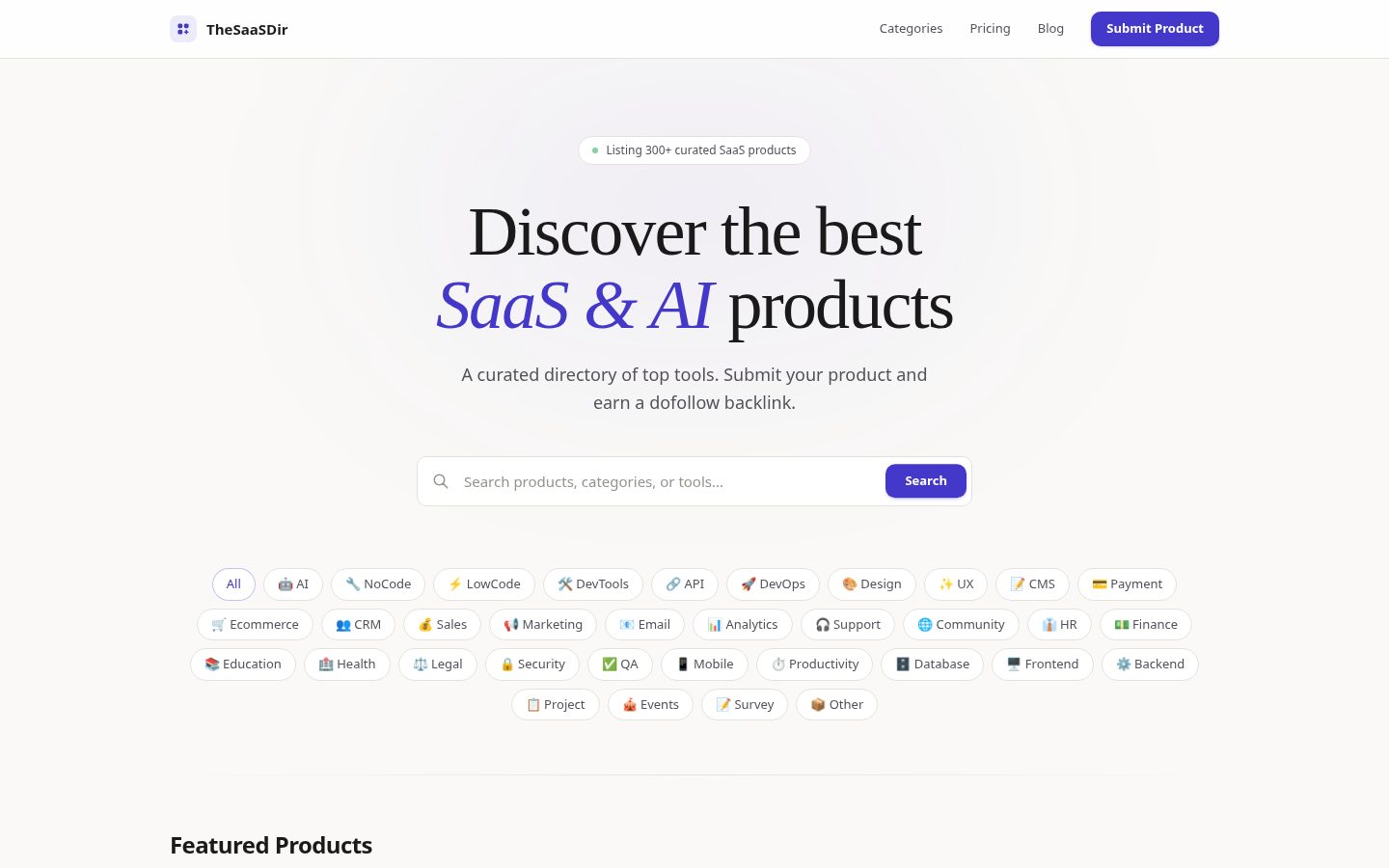 TheSaaSDir Homepage