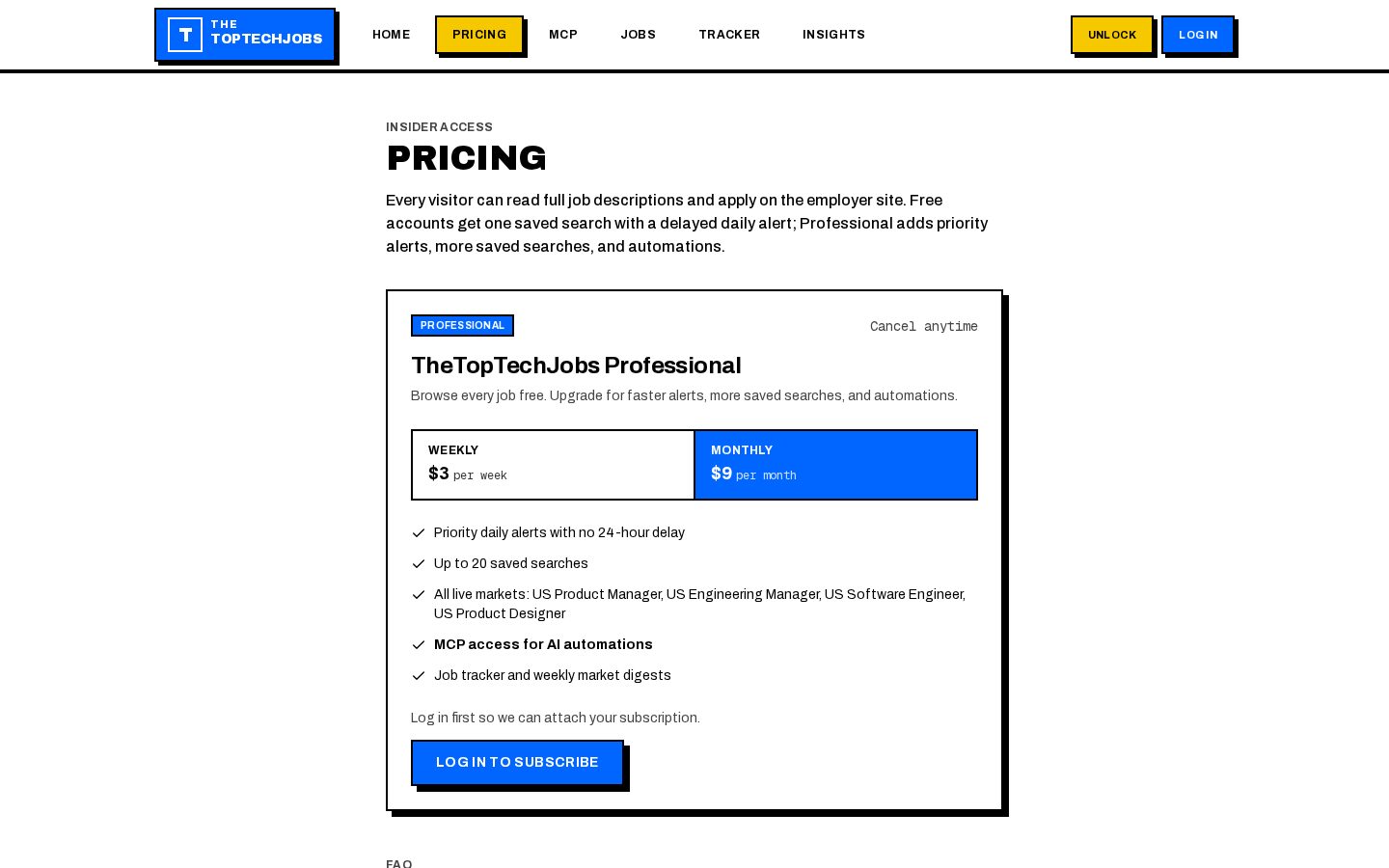 TheTopTechJobs Pricing