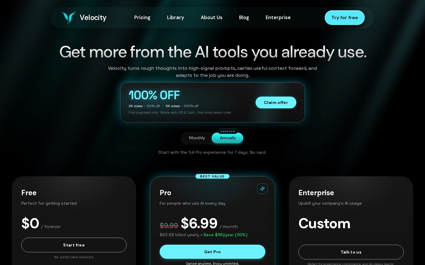 ThinkVelocity AI Pricing
