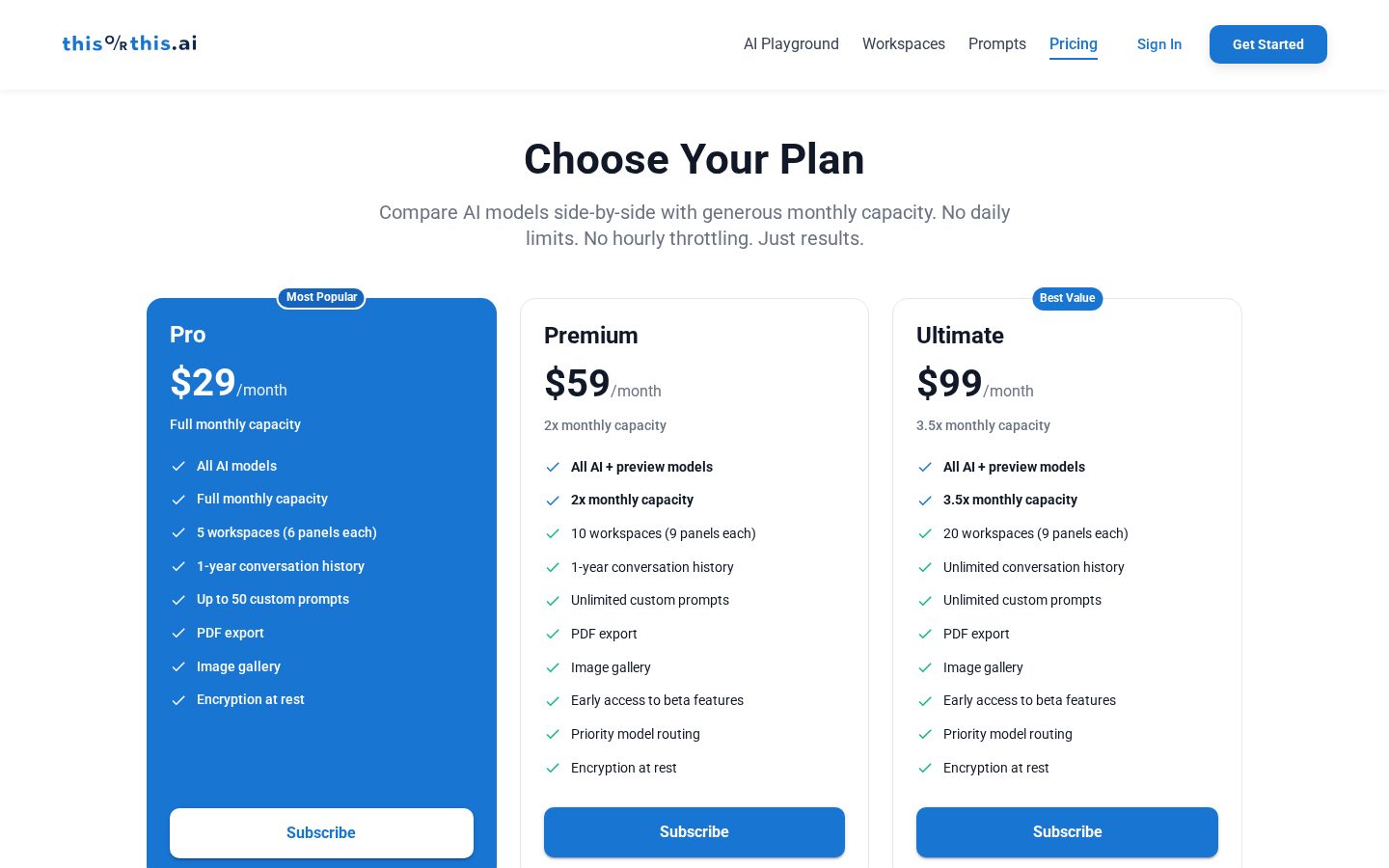This or This Pricing
