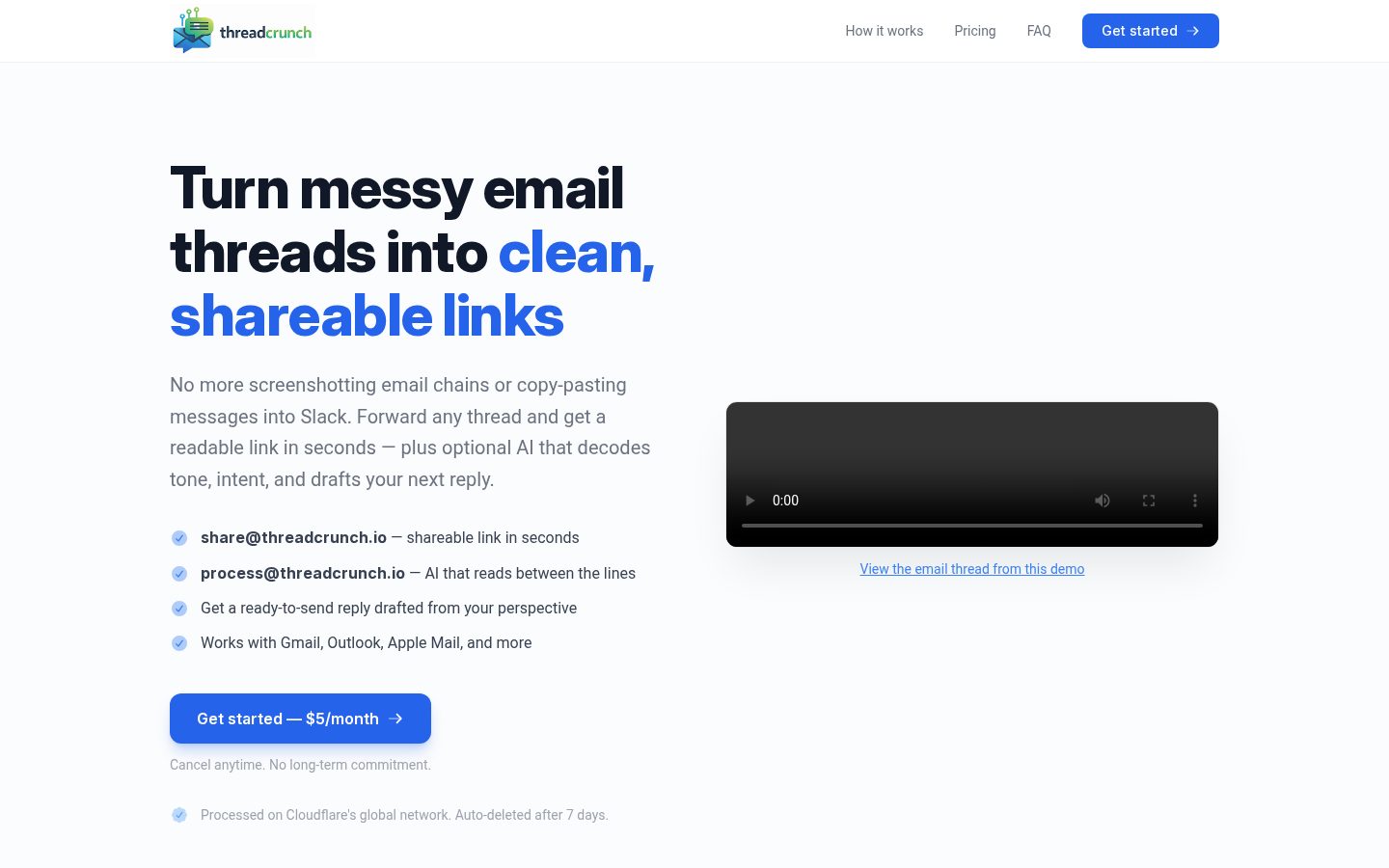 ThreadCrunch.io Homepage