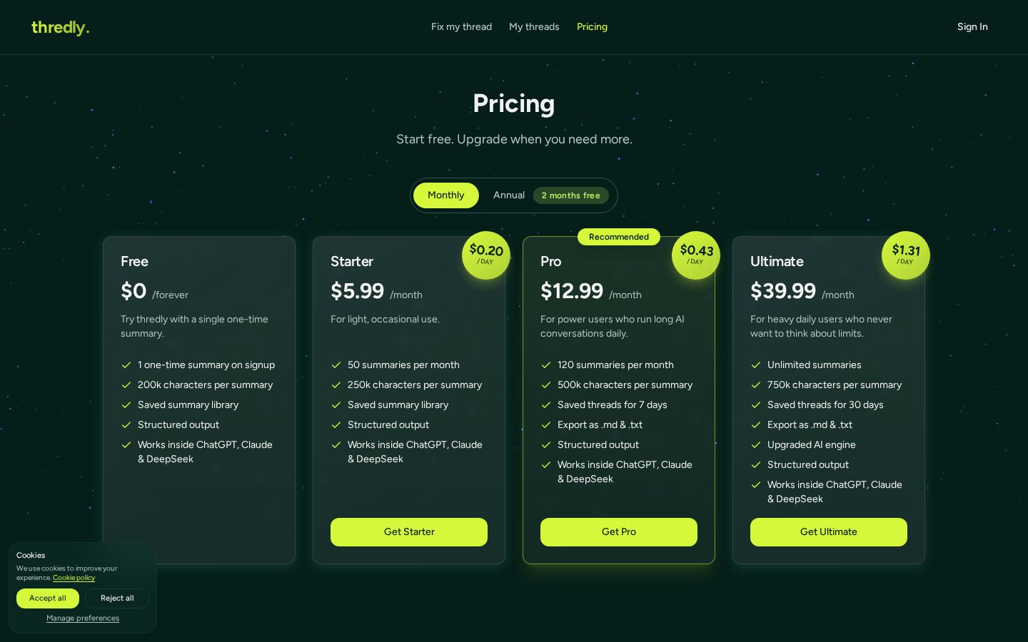 thredly Pricing