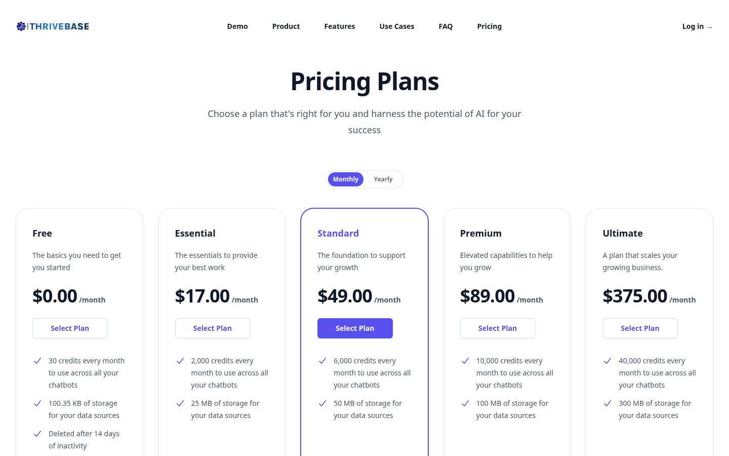Thrivebase Pricing