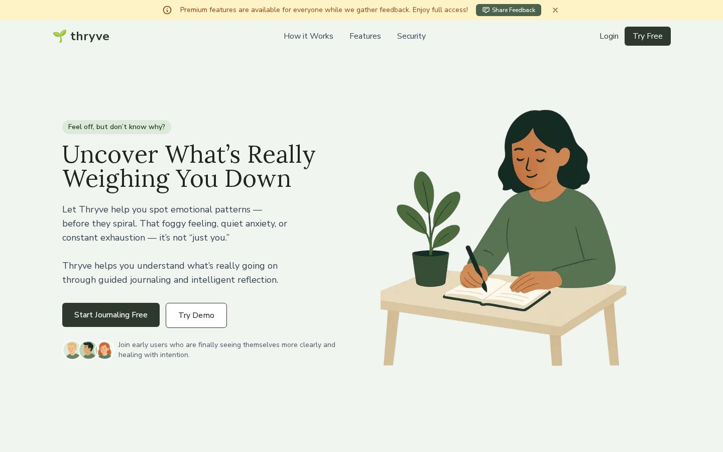 Thryve AI Journal Homepage