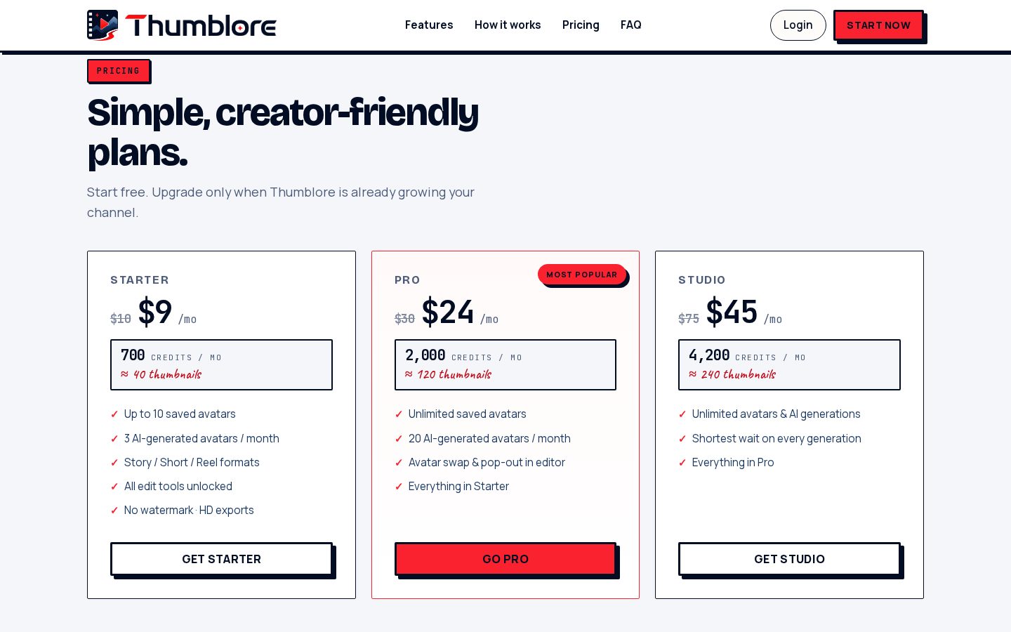 Thumblore Pricing