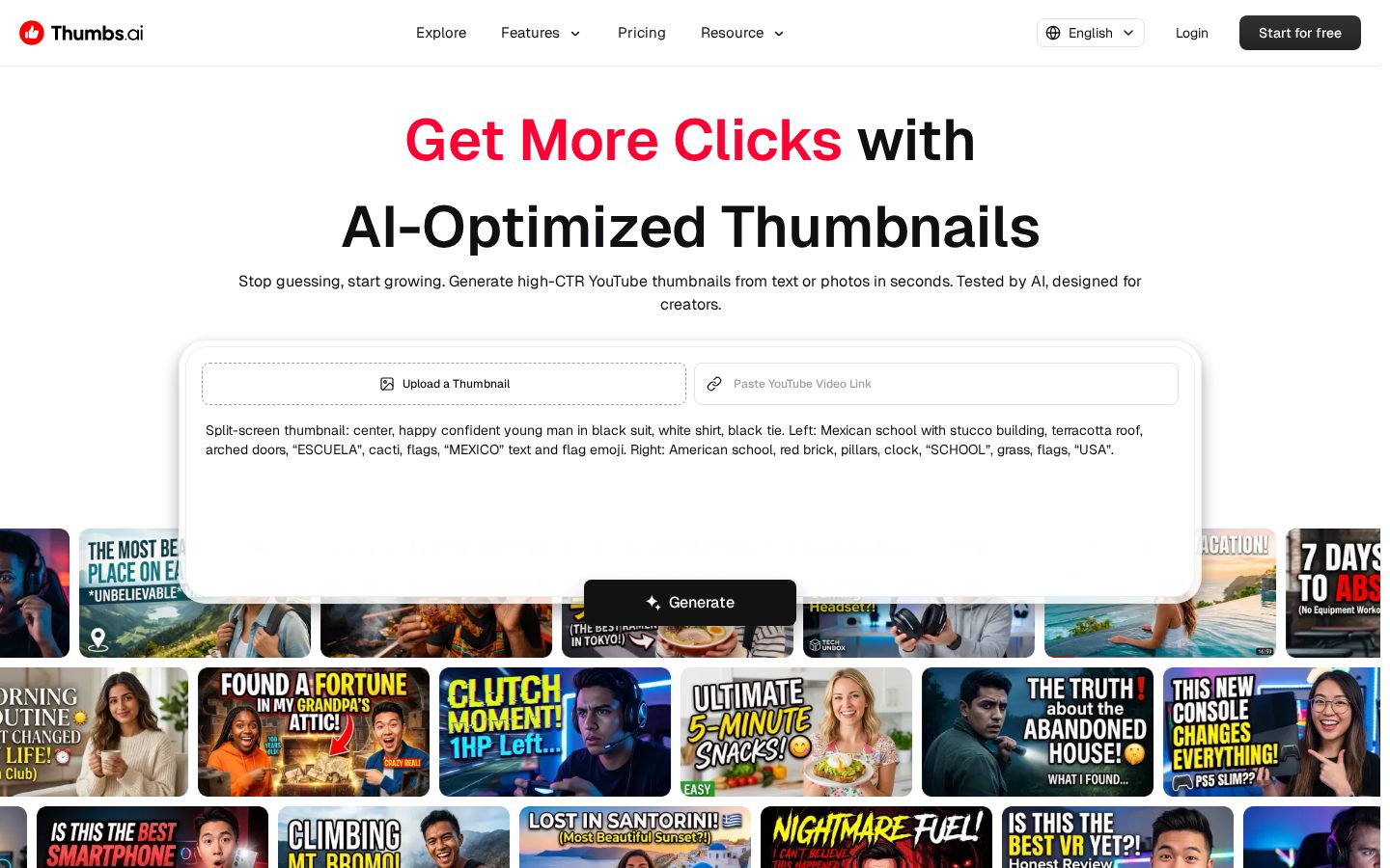 Thumbs.ai Homepage
