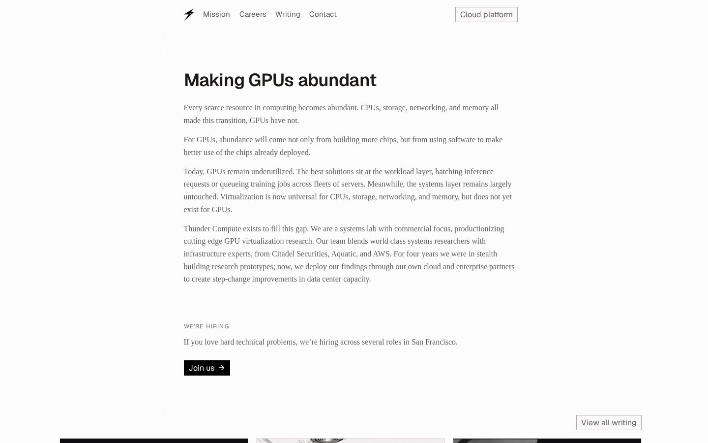 Thundercompute Homepage