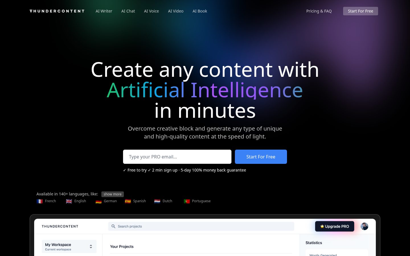 Thundercontent Homepage