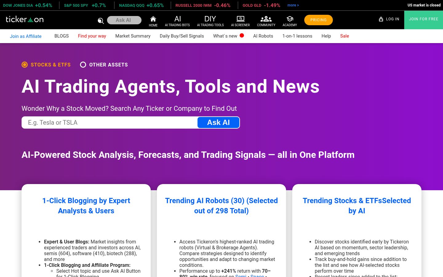 Tickeron Homepage