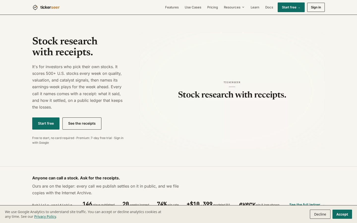 tickerseer Homepage