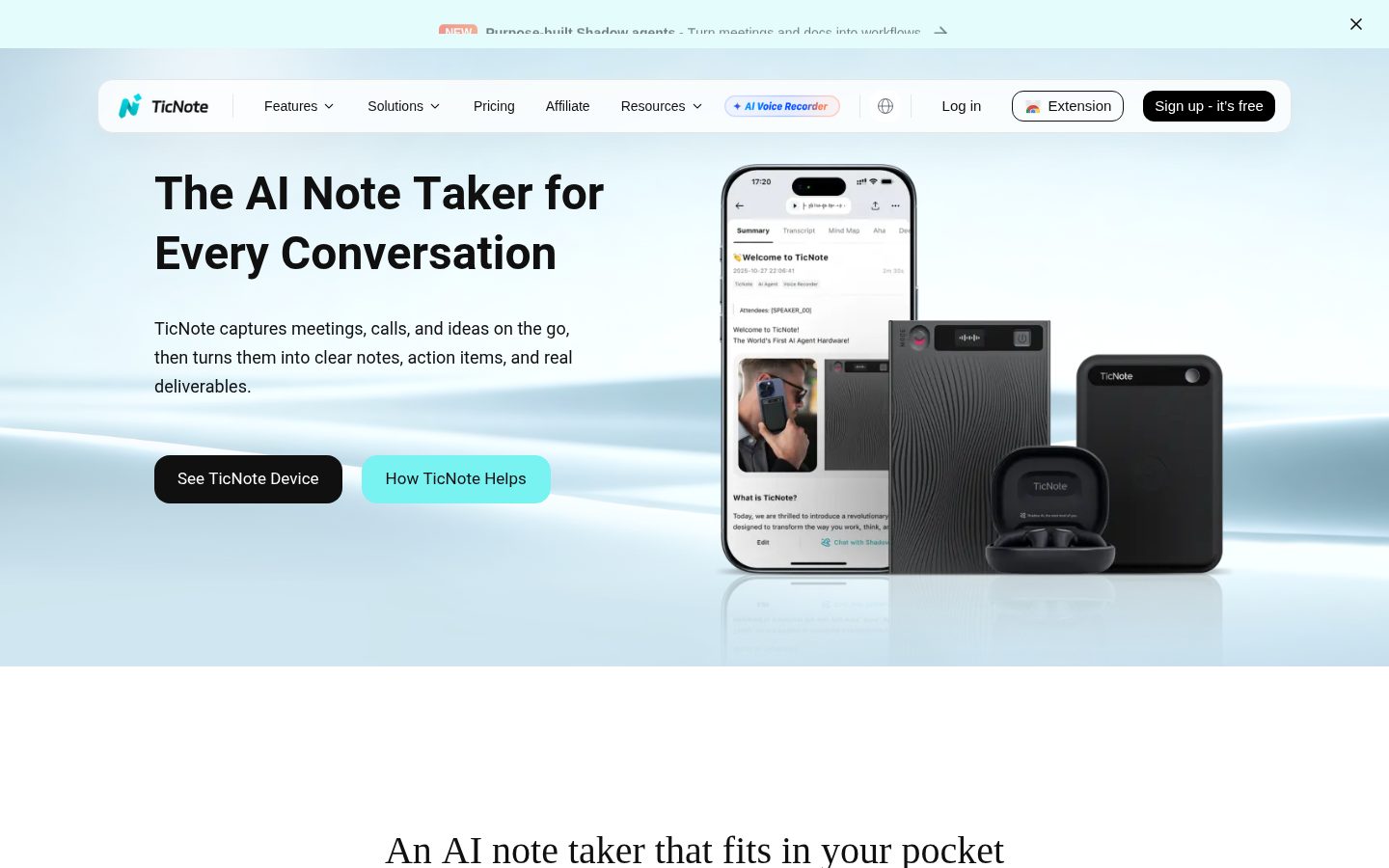 TicNote Cloud Homepage
