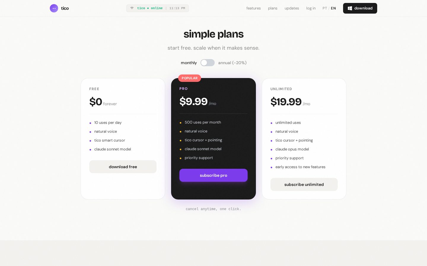 Tico Pricing