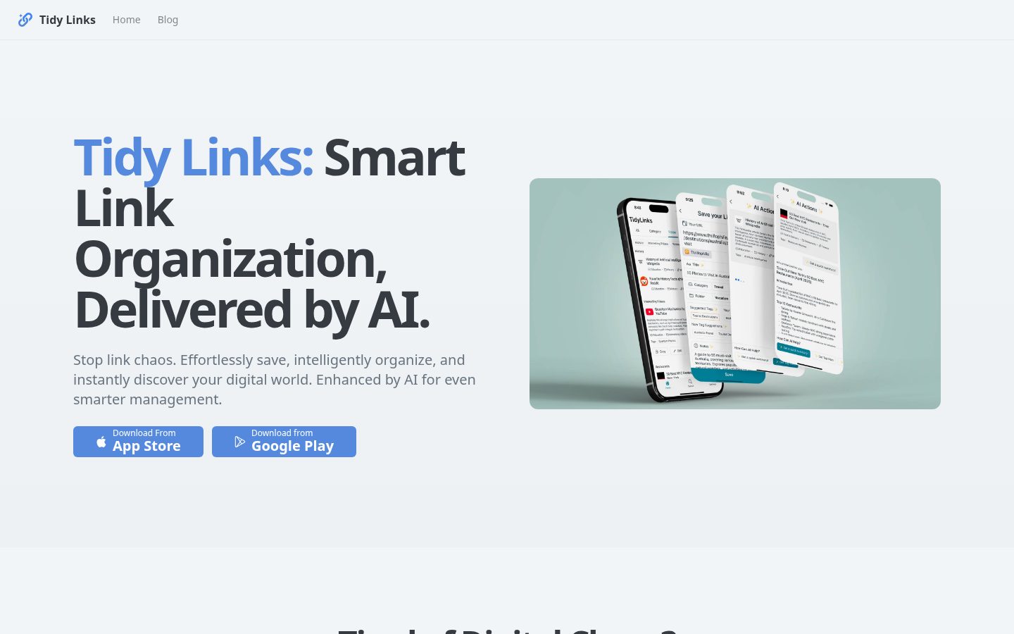 Tidylinks - AI bookmark Manager Homepage