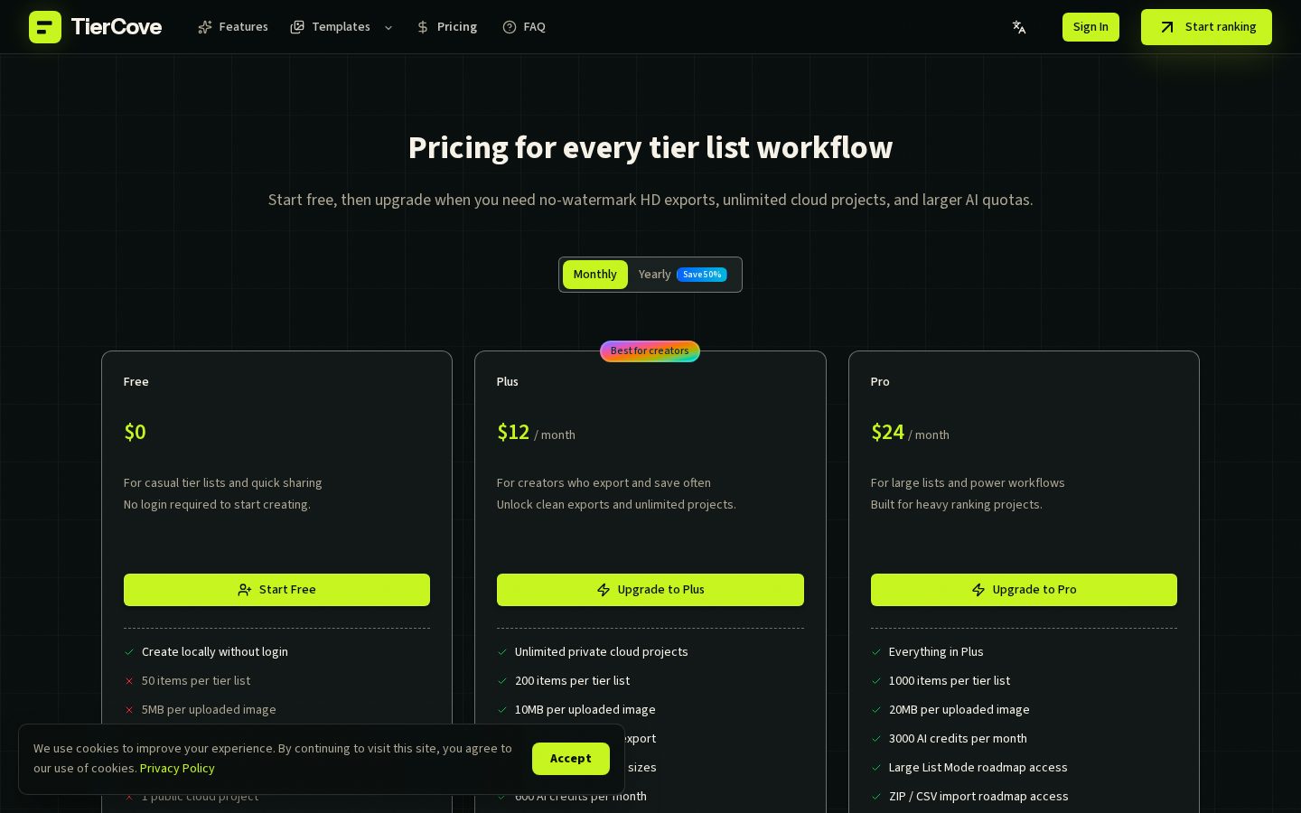 TierCove Pricing