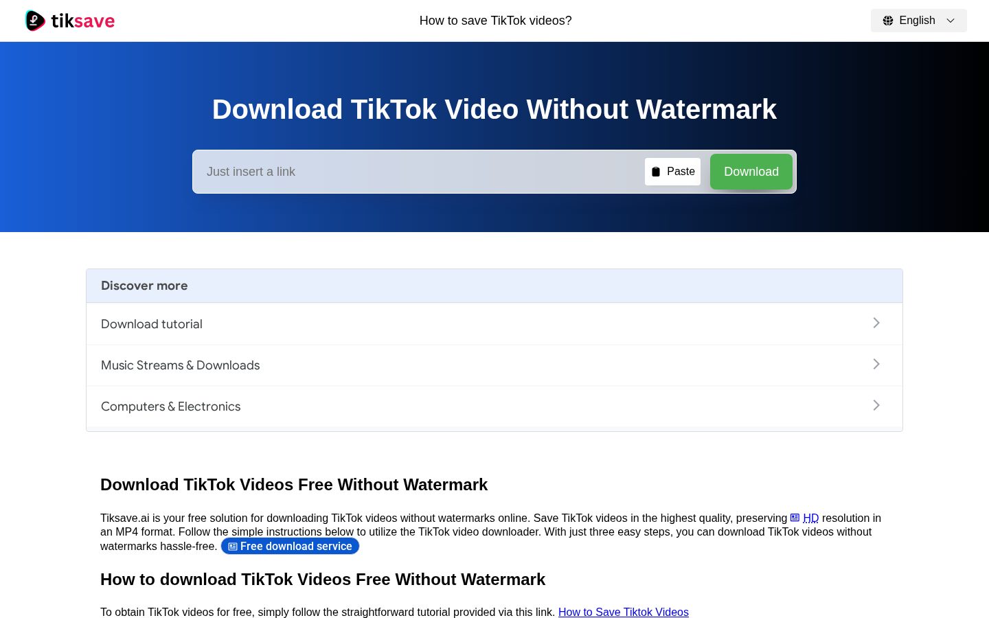 Tiksave.ai Homepage