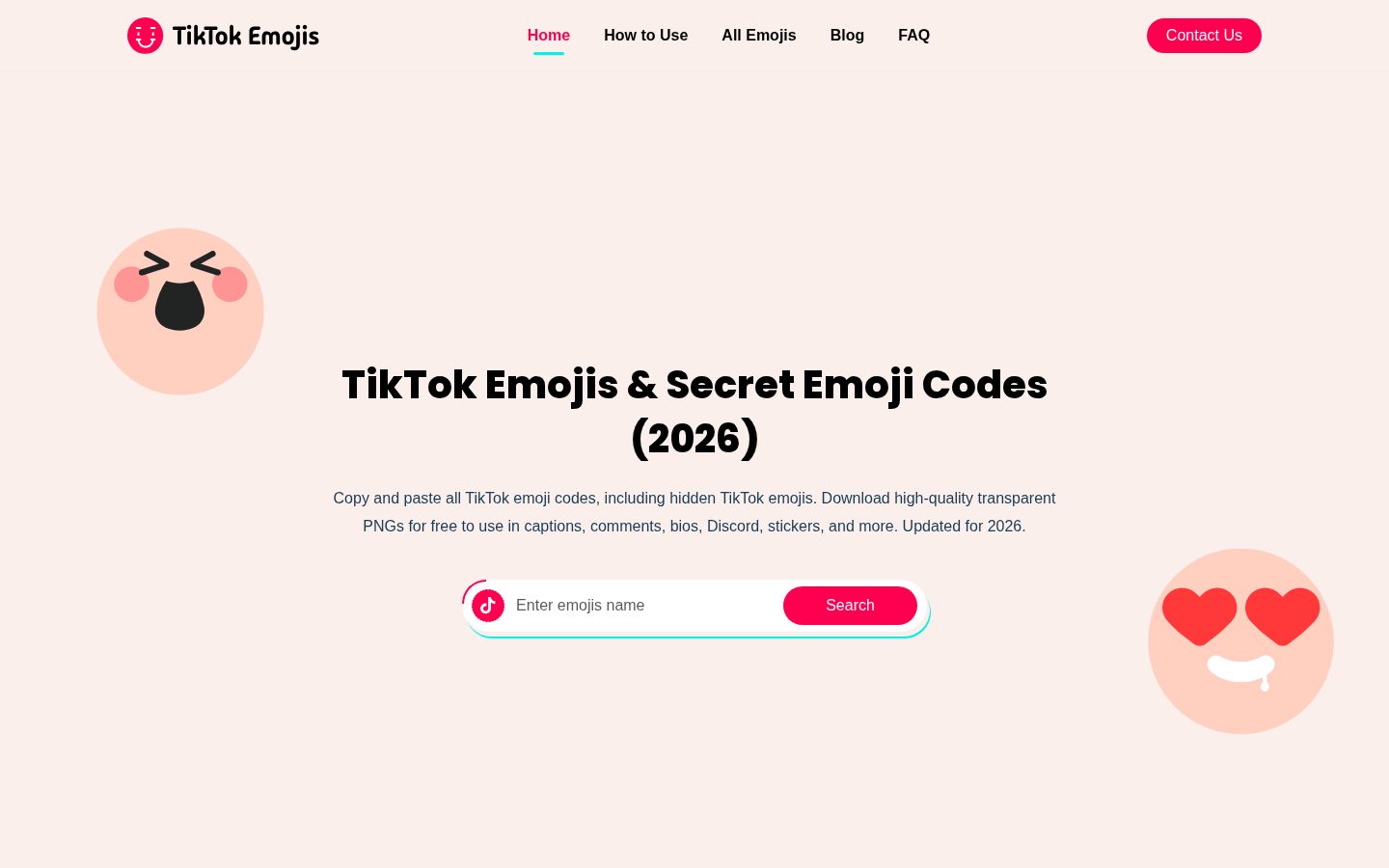 TikTok Emojis Homepage