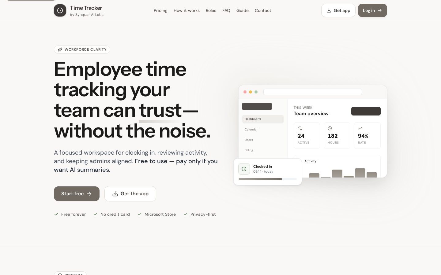 Time Tracker Homepage