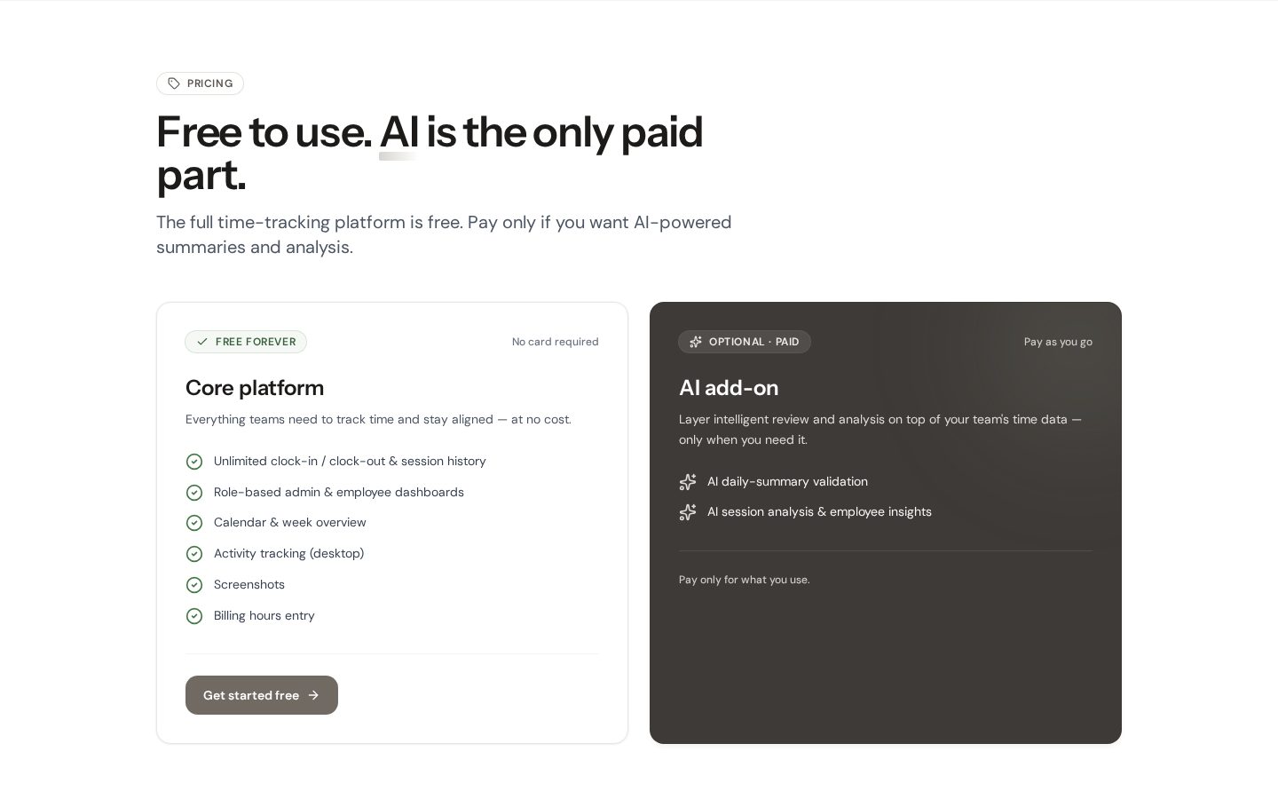 Time Tracker Pricing