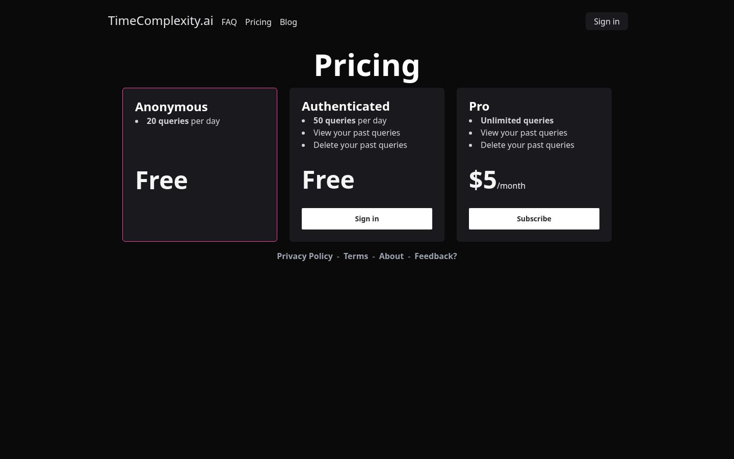 TimeComplexity.ai Pricing